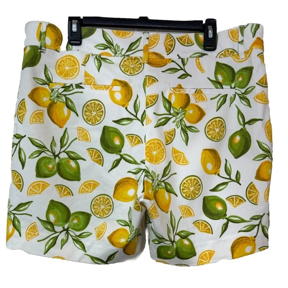Isaac Mizrahi Wms Lemon Print Chino Shorts Size 16 High Waist NWOT